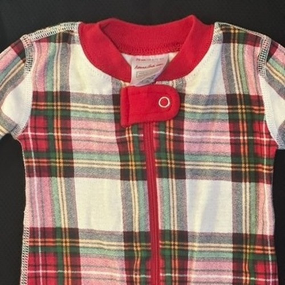 Hanna Andersson Holiday Plaid Full Zip One Piece Christmas Pajamas 70 6-12 month